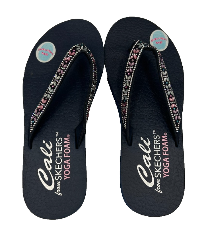 Skechers Women's Meditation Butterfly Garden Flip Flops Navy/Multi Size:9 147J
