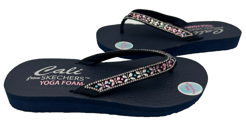Skechers Women's Meditation Butterfly Garden Flip Flops Navy/Multi Size:9 147J