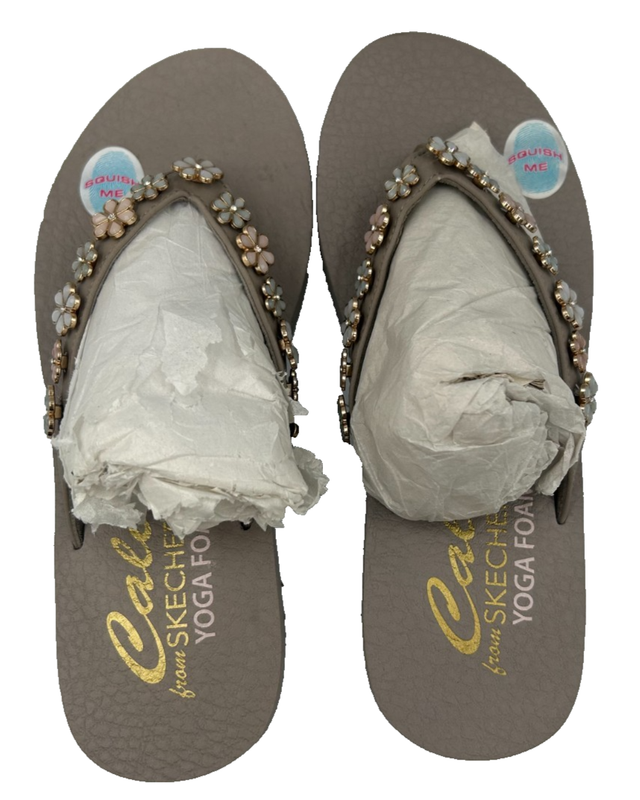 Skechers Women's Meditation Daisy Crush Slip On Sandals Taupe/Multi Size:6 150I
