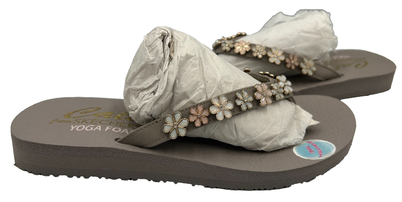 Skechers Women's Meditation Daisy Crush Slip On Sandals Taupe/Multi Size:6 150I