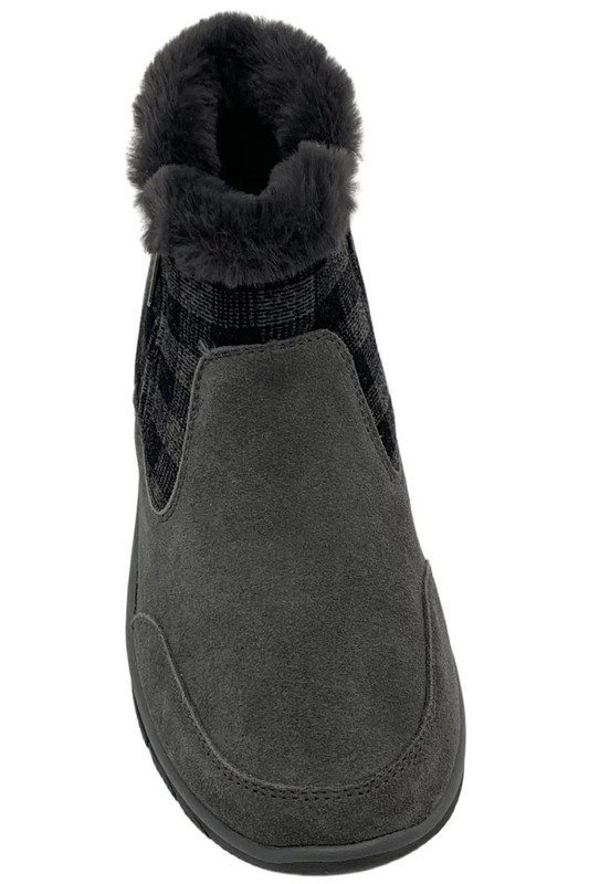 Skechers Women's Plaid Days Easy Going Ankle Boots Charcoal