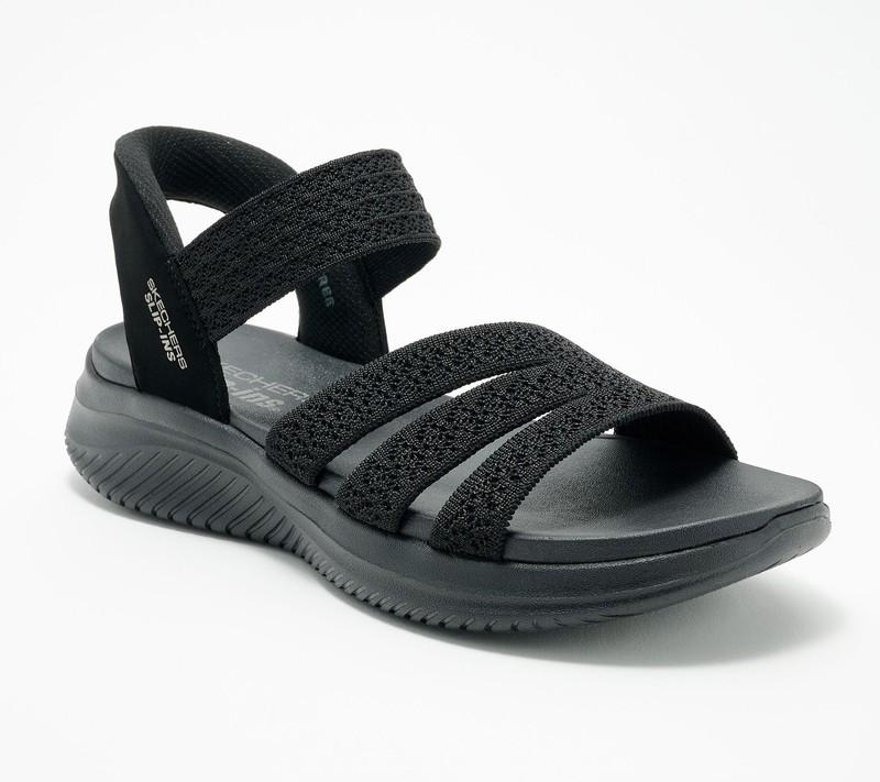 Skechers Women's Sz 10 Slip-ins Washable Knit Ultra Flex . Sandals Black A687169
