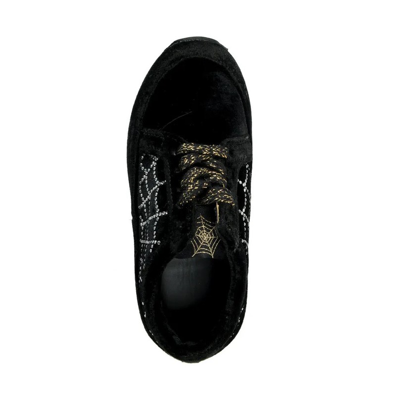 Sneakers Shoes Charlotte Olympia Girls Black "Spider Net" Velvet Leather