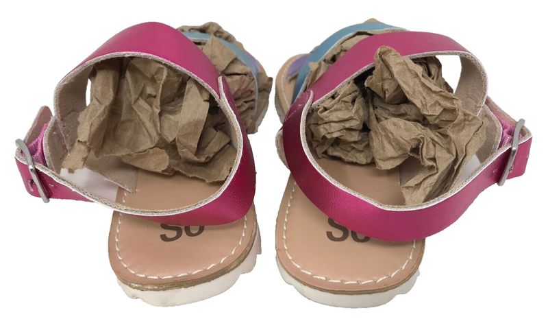 SO Youth Girl's Grayce Slingback Buckle Comfort Multicolor Sandals Size:13 195S