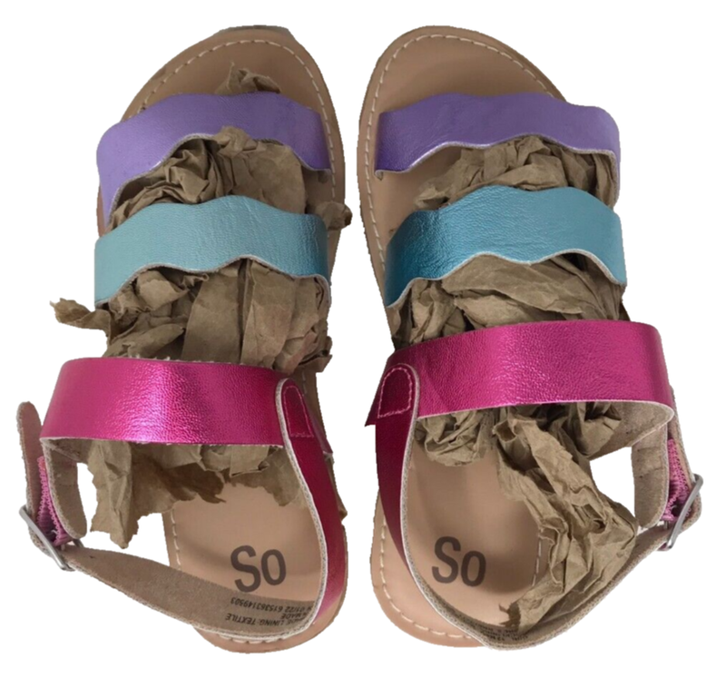 SO Youth Girl's Grayce Slingback Buckle Comfort Multicolor Sandals Size:13 195S