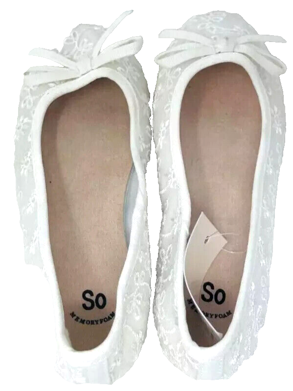 SO Youth Girl's Honey Berry Slip On Memory Foam Comfort Flats White Size:1 162S