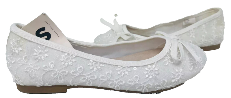 SO Youth Girl's Honey Berry Slip On Memory Foam Comfort Flats White Size:1 162S