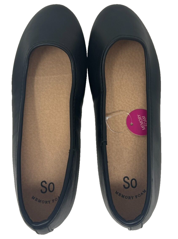 SO Youth Girl's Sheryll Slip On Memory Foam Ballet Flats Black Size:4 171P