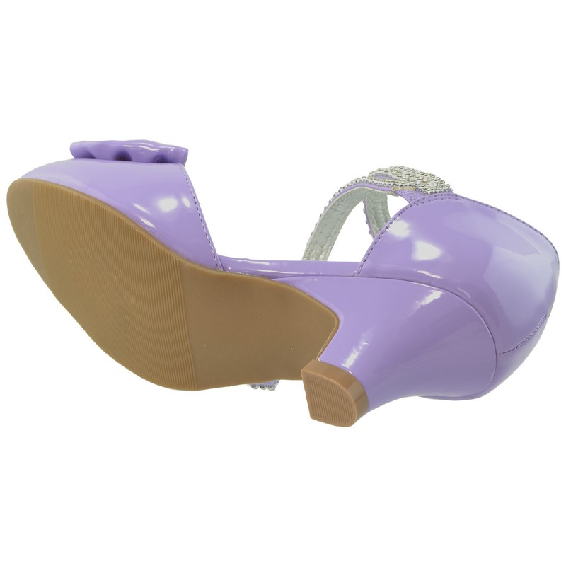 SOBEYO Kids Dress Shoes Rhinestone Bow Accent Kitten Low Heel Sandals Girls