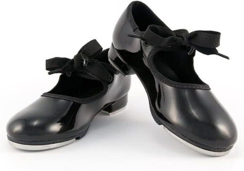 SoDanca toddler tap shoes black patent elastic + ribbon close 5 5.5 6 6.5 7