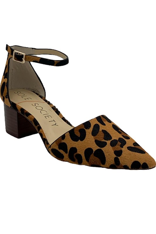 Sole Society Ankle Strap Pointed Toe Heel Katarinaa Tan/Black