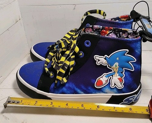 Sonic The Hedgehog Sneakers High Top Sega Ground Up Youth Size 2 -Blue & Purple