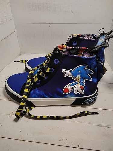 Sonic The Hedgehog Sneakers High Top Sega Ground Up Youth Size 2 -Blue & Purple