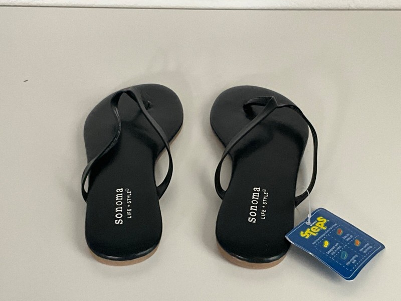 SONOMA YOUTH GIRLS SNHOOLA BLACK FLIP FLOP THONG SANDALS SIZE 1 MED NWOB
