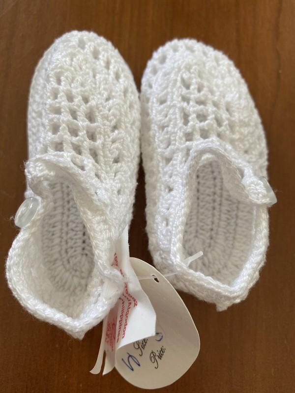 Sophie Dess Creations Paris NWT Cotton Crochet Crib Shoes White Small