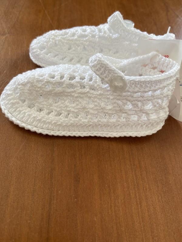 Sophie Dess Creations Paris NWT Cotton Crochet Crib Shoes White Small