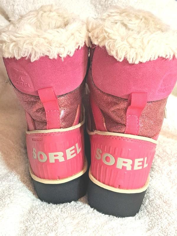 SOREL Girls Tivoli Winter Snow Boots Pink Glitter Salt Laces Waterproof Sz 10