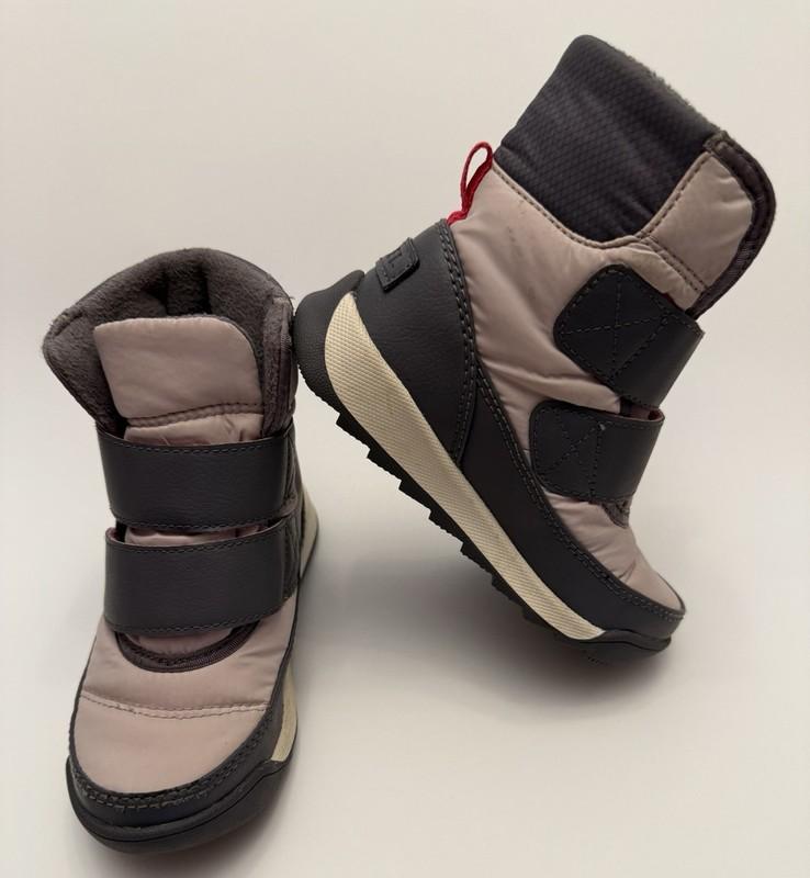 Sorel Girls Toddler Strap Snow Boots Size US 9 Waterproof Pink Gray Winter