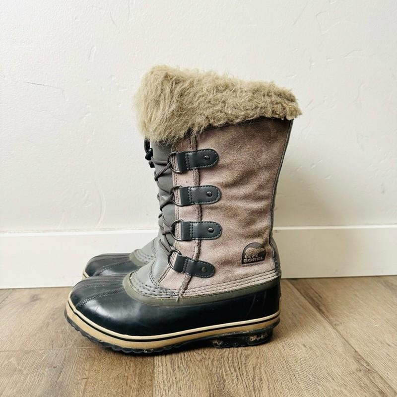 SOREL Joan of arctic waterproof suade gray winter boots drawstring kids 5