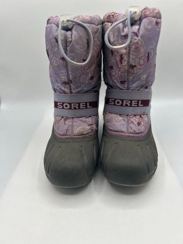 Sorel Snow Duck Boot Kid Girl's Sz 4 Purple Pull-On Insulated Ny1799-540