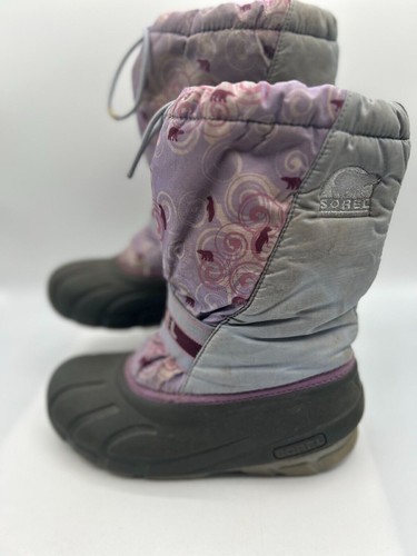 Sorel Snow Duck Boot Kid Girl's Sz 4 Purple Pull-On Insulated Ny1799-540