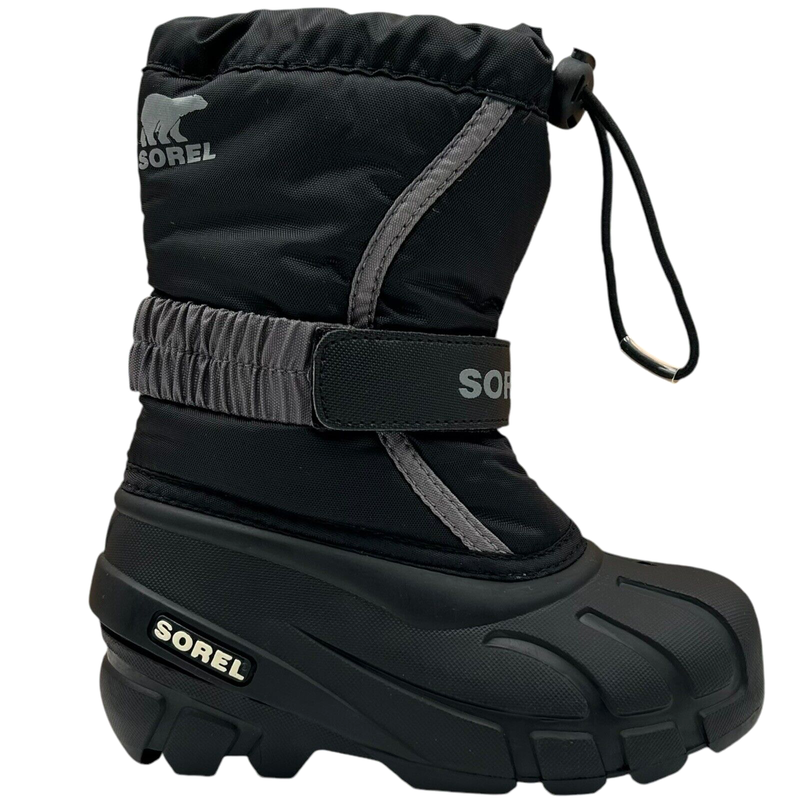 Sorel Toddler Boy's Winter Snow Boots Size 10 Black/Gray Insulated Waterproof