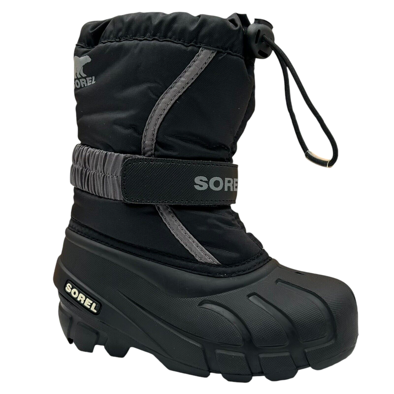 Sorel Toddler Boy's Winter Snow Boots Size 10 Black/Gray Insulated Waterproof