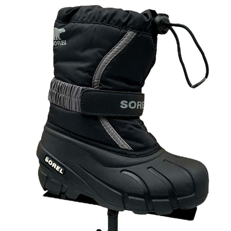 Sorel Toddler Boy's Winter Snow Boots Size 10 Black/Gray Insulated Waterproof