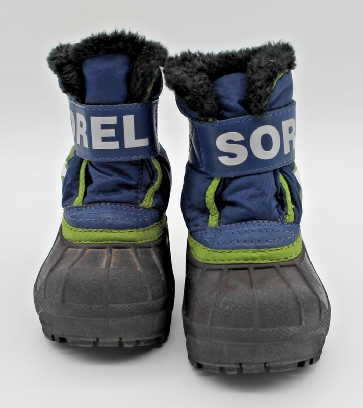 SOREL Toddler Commander Snow Boots Size US 4/EURO 21 Faux Fur Blue Green