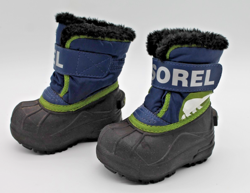 SOREL Toddler Commander Snow Boots Size US 4/EURO 21 Faux Fur Blue Green