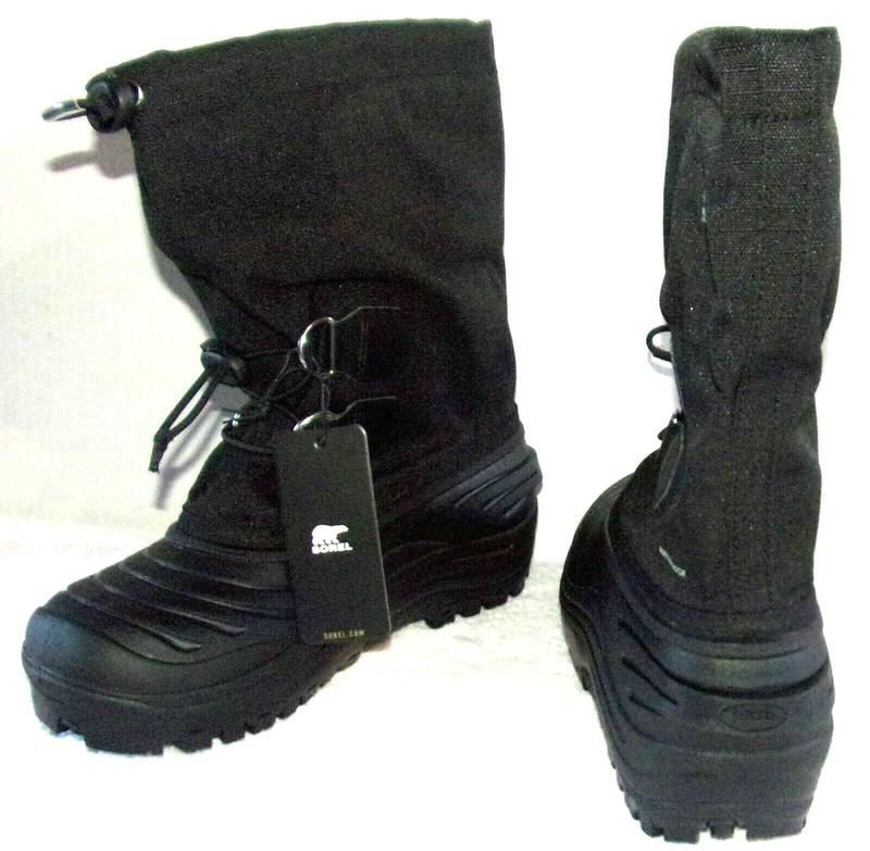 SOREL YOUTH SUPER TROOPER BLACK WATERPROOF BOOTS SIZE 1 Y