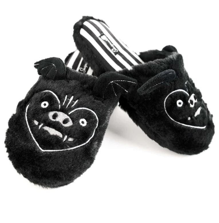 Sourpuss Furry Bat Slippers