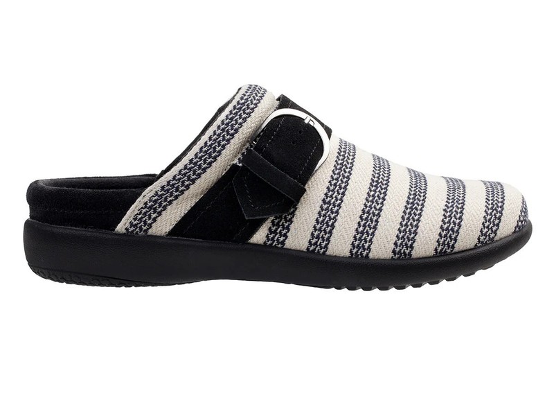 Spenco Women's Aria Slide Shoes Black/White Stripe Size 8