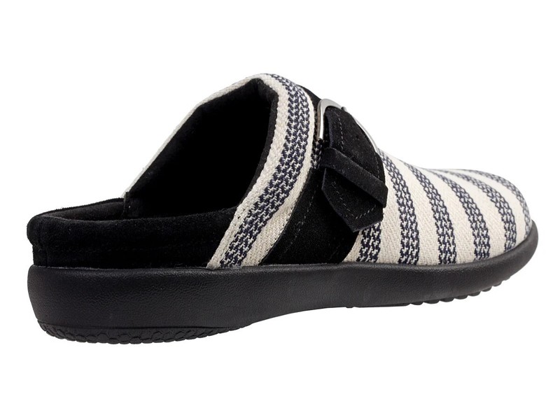 Spenco Women's Aria Slide Shoes Black/White Stripe Size 8