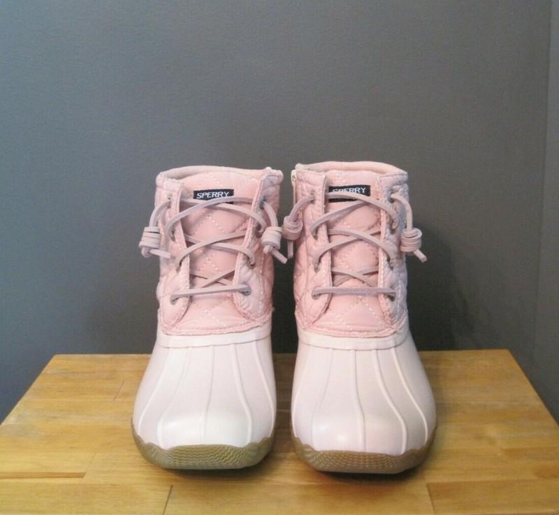 Sperry Big Kid Girl Blush (Pink) Saltwater Quilted Duck Boot US 3 4 M Youth NWB