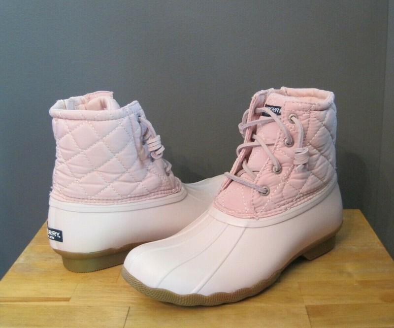 Sperry Big Kid Girl Blush (Pink) Saltwater Quilted Duck Boot US 3 4 M Youth NWB