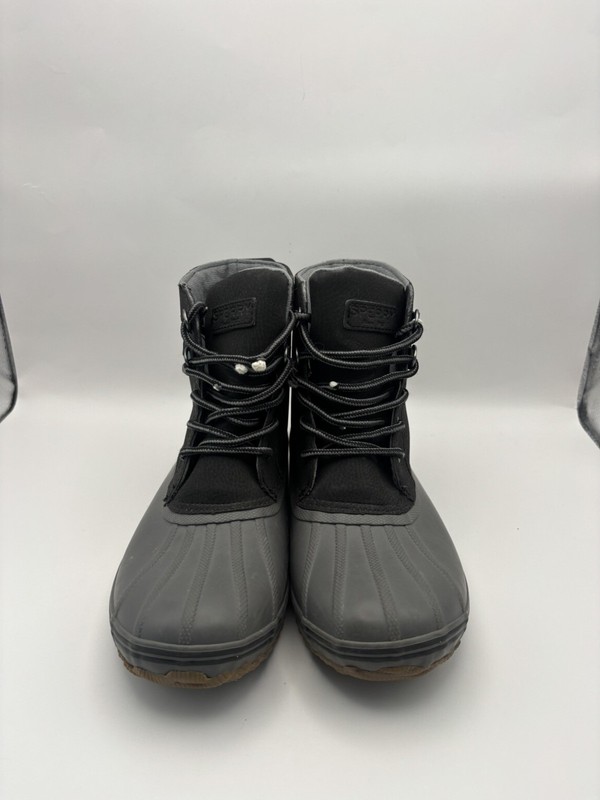 Sperry Bowline Duck Gray And Black Boots Boy Size 4