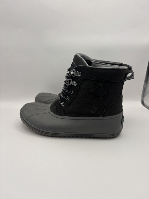 Sperry Bowline Duck Gray And Black Boots Boy Size 4
