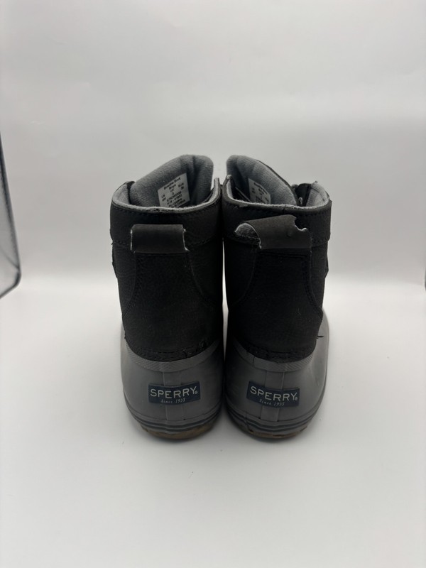 Sperry Bowline Duck Gray And Black Boots Boy Size 4