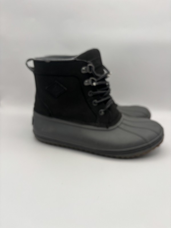 Sperry Bowline Duck Gray And Black Boots Boy Size 4