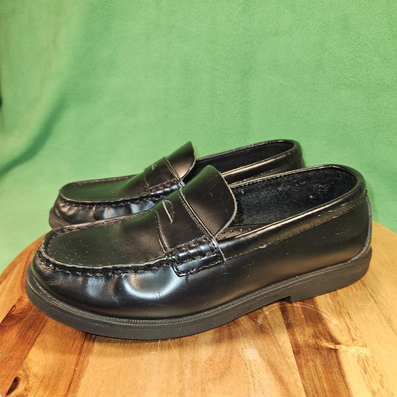 Sperry Colton Penny Loafer Black Leather Size 4 Wide Kids