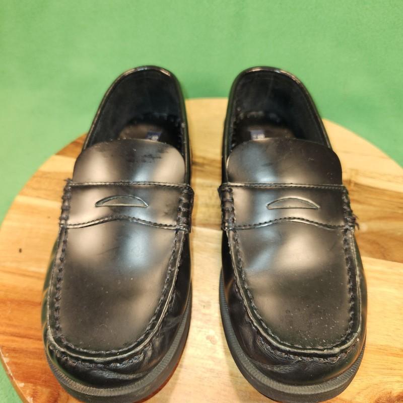 Sperry Colton Penny Loafer Black Leather Size 4 Wide Kids
