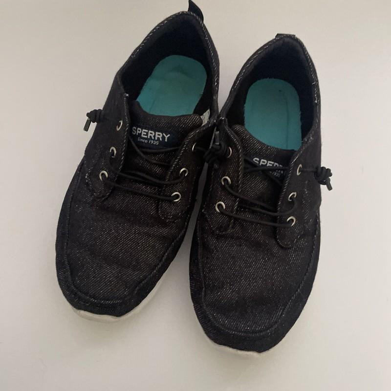Sperry SP Baycoast Light Weight Girls Sneakers Shoes Black Sparkle Size 4.5M