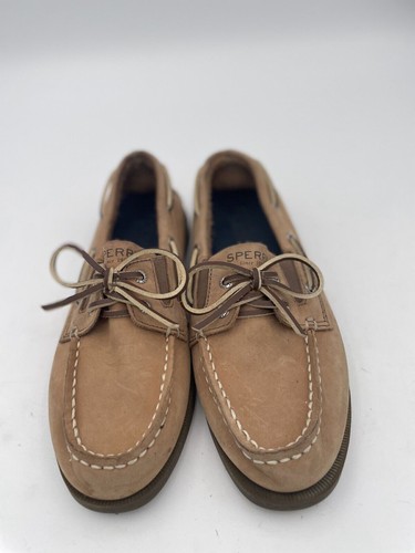 Sperry Top-Sider Authentic Original Slip On Boy Sz 1.5M Brown Leather Flat