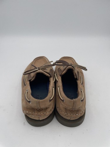 Sperry Top-Sider Authentic Original Slip On Boy Sz 1.5M Brown Leather Flat