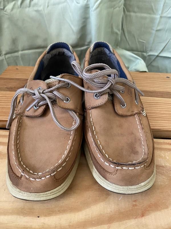 Sperry TopSider Intrepid Tan Leather Boat Deck Shoes Boys Size 5 M