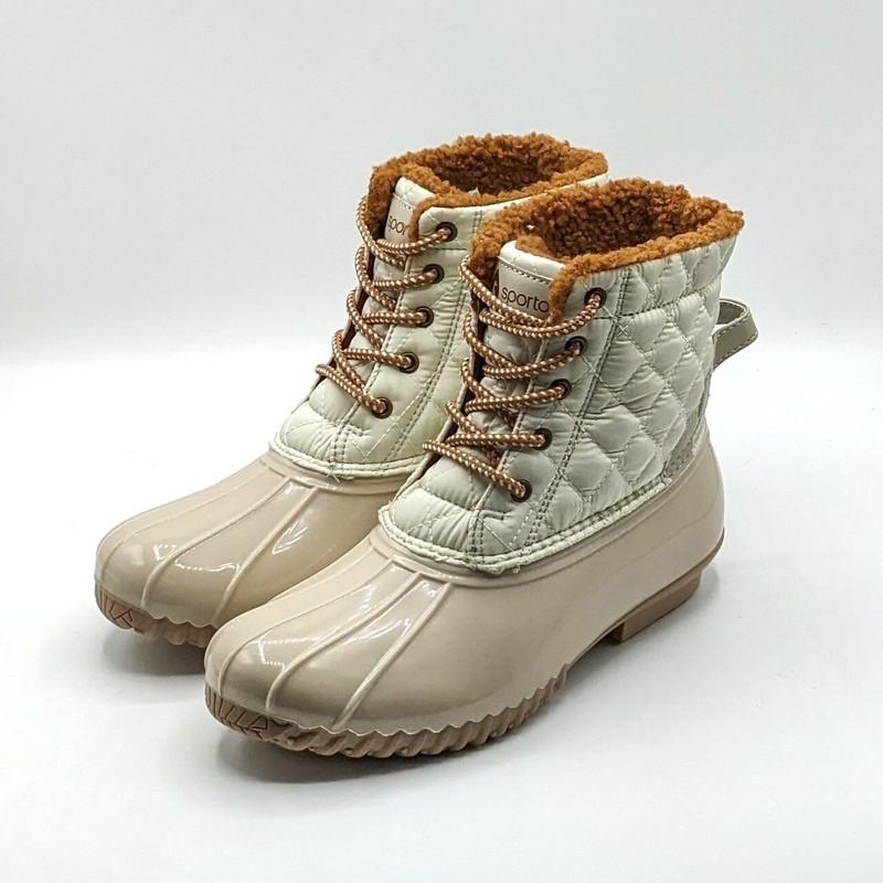 Sporto “Andie” Women’s Insulated Waterproof & Repellent Duck Boot (Ivory) - NEW
