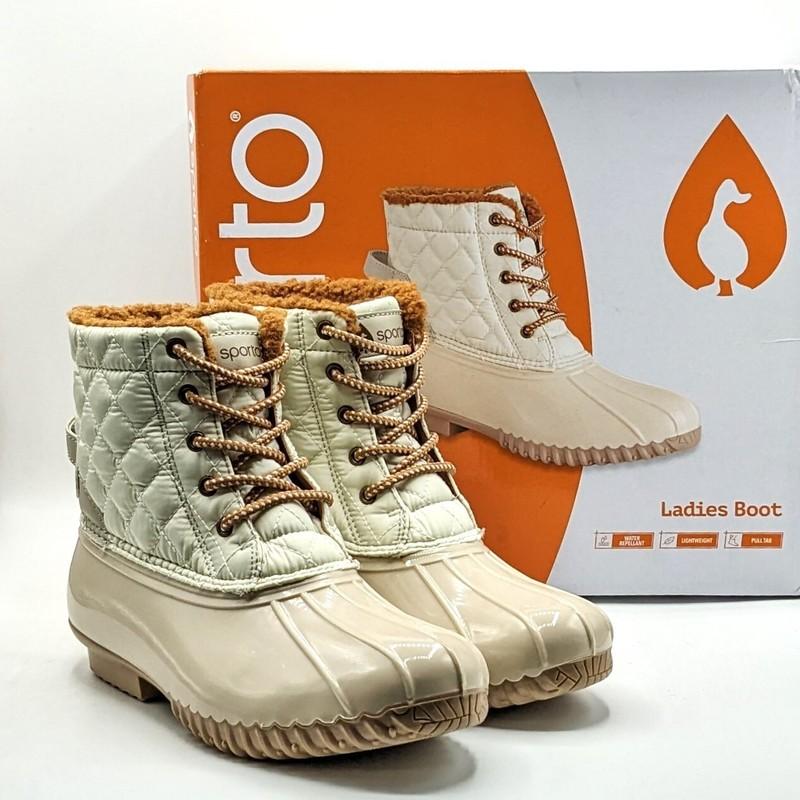 Sporto “Andie” Women’s Insulated Waterproof & Repellent Duck Boot (Ivory) - NEW