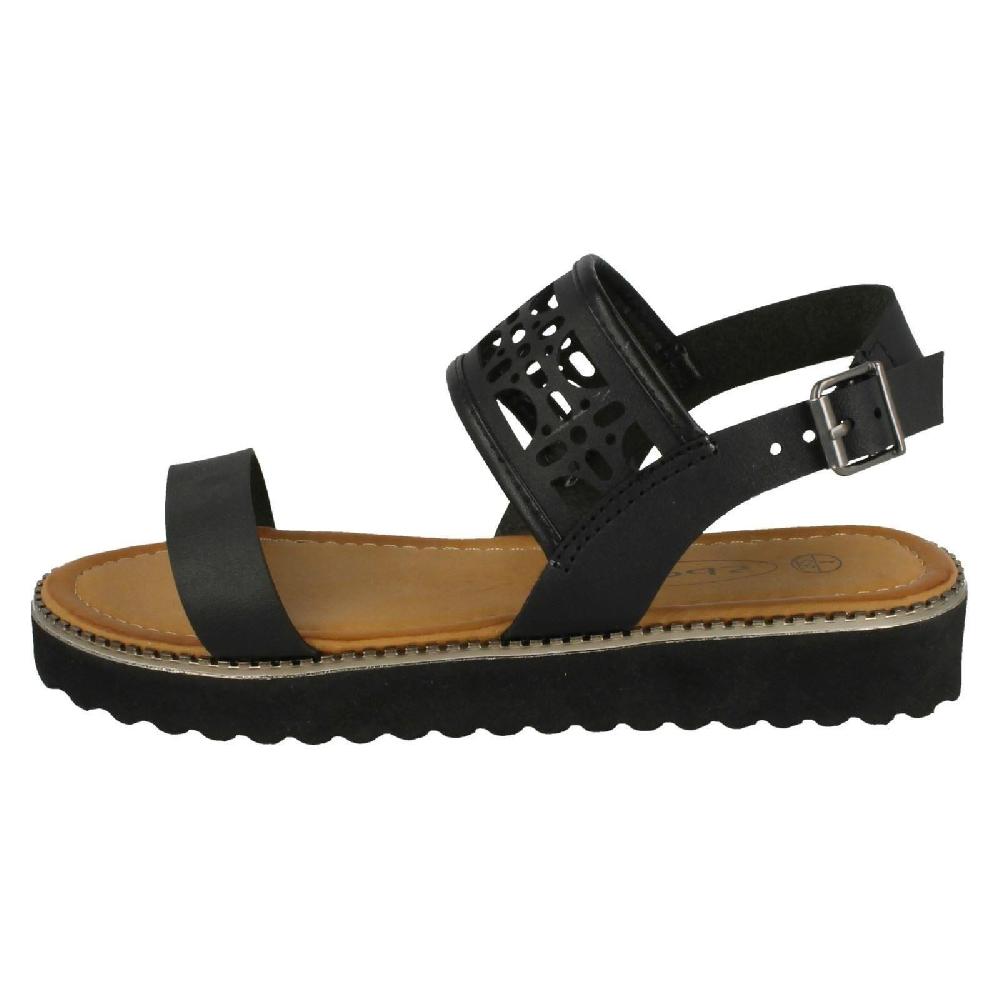 Spot On Girls Cut Out Ankle Strap Low Mules