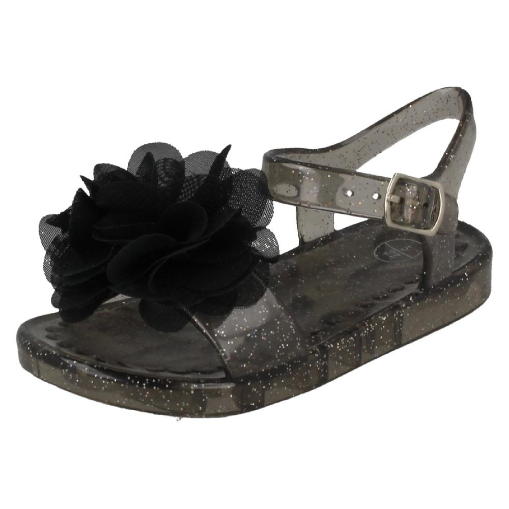 Spot On Girls Flat Jelly Flower Trim Mule